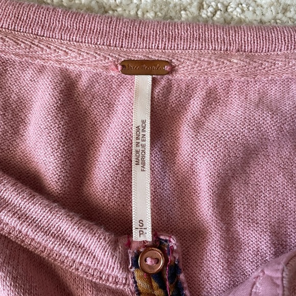 Free People Light Magic Henley Top Pink Cream S - Picture 4 of 9